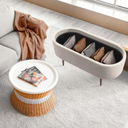 Coffee Table Storage Ottoman - Corduroy Padded Blanket Box Bench ESME CREAM V274-FT-VR-945CGL-CR