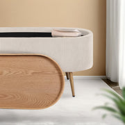 Coffee Table Storage Ottoman - Corduroy Padded Blanket Box Bench ESME CREAM V274-FT-VR-945CGL-CR
