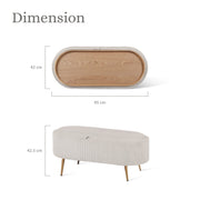 Coffee Table Storage Ottoman - Corduroy Padded Blanket Box Bench ESME CREAM V274-FT-VR-945CGL-CR