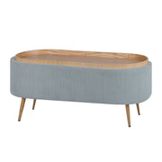 Coffee Table Storage Ottoman - Corduroy Padded Blanket Box Bench ESME - DUSTY BLUE V274-FT-VR-945CGL-LBU