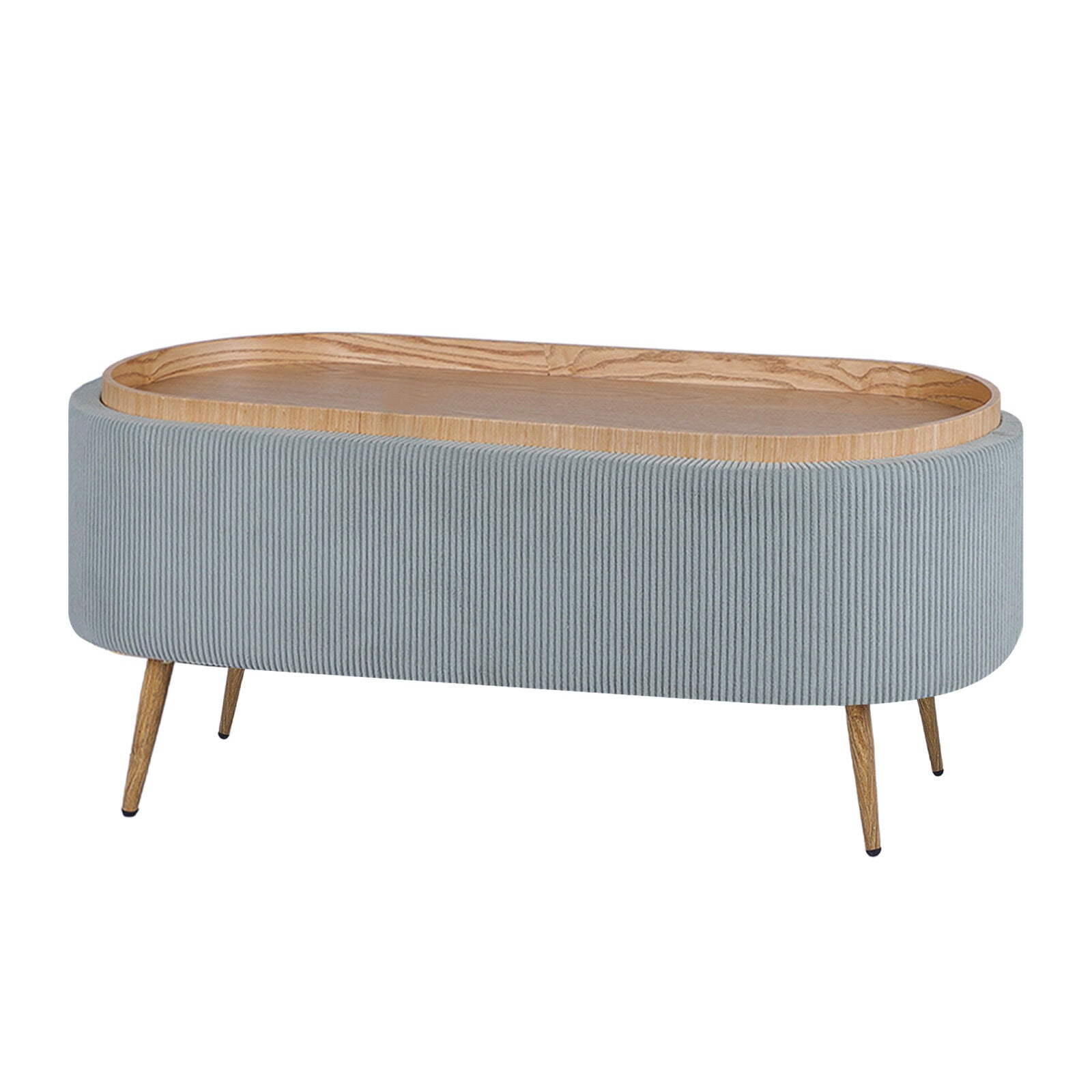 Coffee Table Storage Ottoman - Corduroy Padded Blanket Box Bench ESME - DUSTY BLUE V274-FT-VR-945CGL-LBU