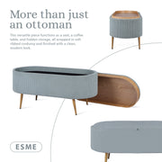 Coffee Table Storage Ottoman - Corduroy Padded Blanket Box Bench ESME - DUSTY BLUE V274-FT-VR-945CGL-LBU