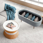 Coffee Table Storage Ottoman - Corduroy Padded Blanket Box Bench ESME - DUSTY BLUE V274-FT-VR-945CGL-LBU