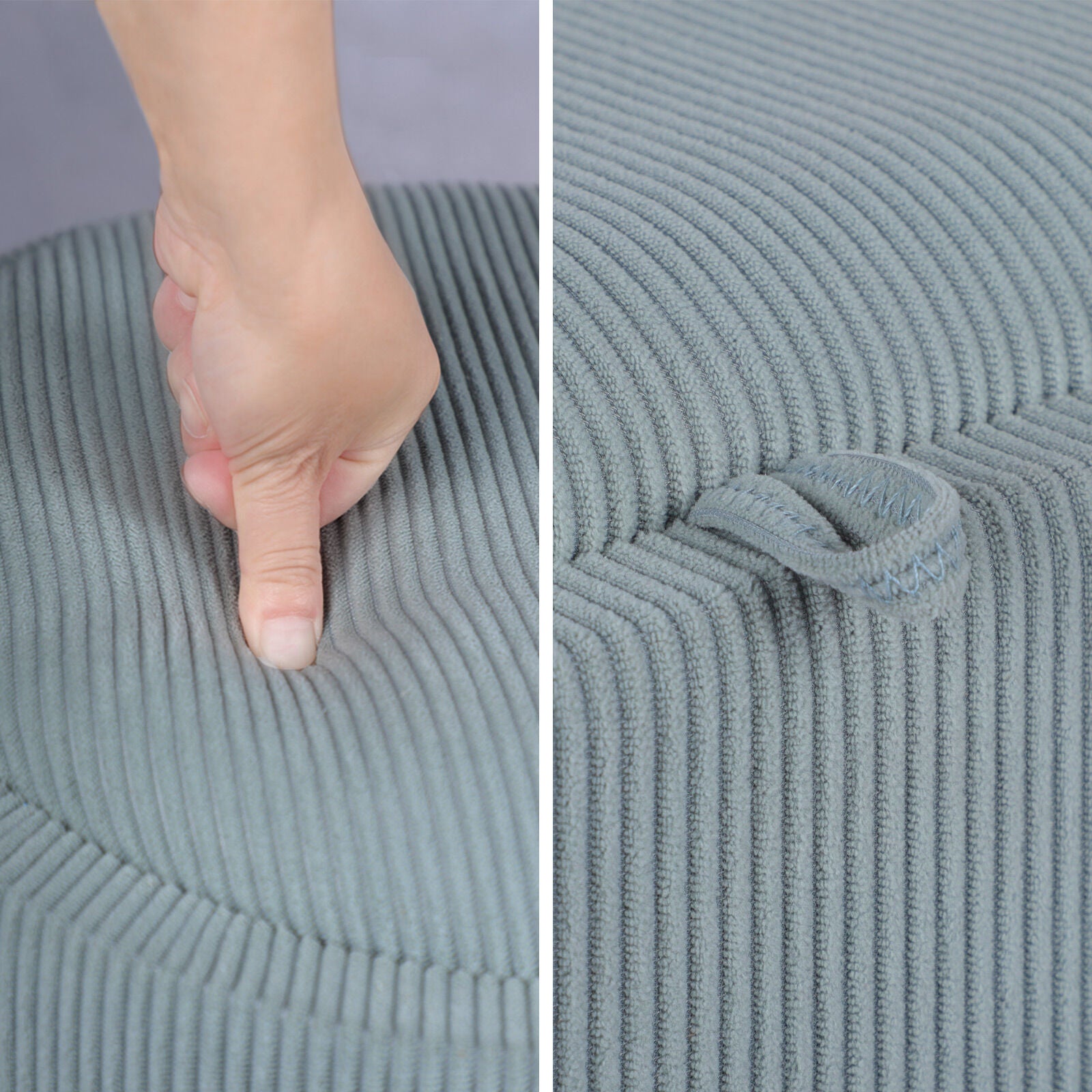 Coffee Table Storage Ottoman - Corduroy Padded Blanket Box Bench ESME - DUSTY BLUE V274-FT-VR-945CGL-LBU