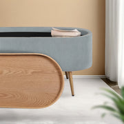 Coffee Table Storage Ottoman - Corduroy Padded Blanket Box Bench ESME - DUSTY BLUE V274-FT-VR-945CGL-LBU