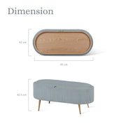 Coffee Table Storage Ottoman - Corduroy Padded Blanket Box Bench ESME - DUSTY BLUE V274-FT-VR-945CGL-LBU
