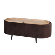 Coffee Table Storage Ottoman - Velvet Padded Blanket Box Bench IRENE BROWN V274-FT-VR-945VAL-BN