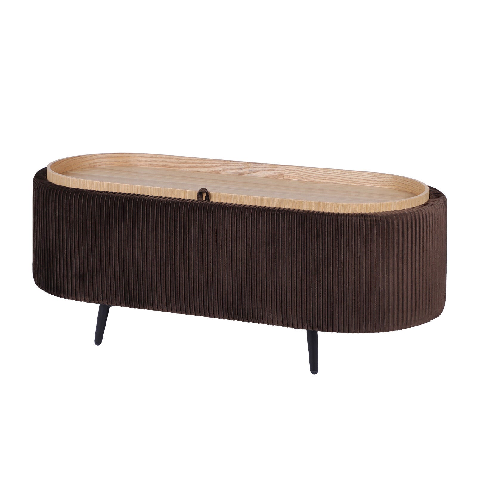 Coffee Table Storage Ottoman - Velvet Padded Blanket Box Bench IRENE BROWN V274-FT-VR-945VAL-BN