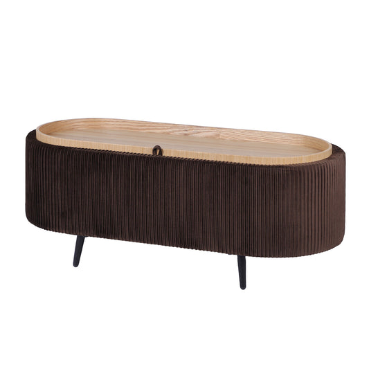 Coffee Table Storage Ottoman - Velvet Padded Blanket Box Bench IRENE BROWN V274-FT-VR-945VAL-BN