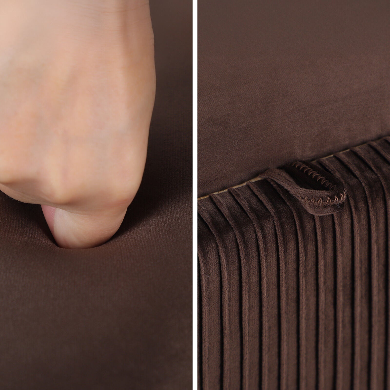 Coffee Table Storage Ottoman - Velvet Padded Blanket Box Bench IRENE BROWN V274-FT-VR-945VAL-BN
