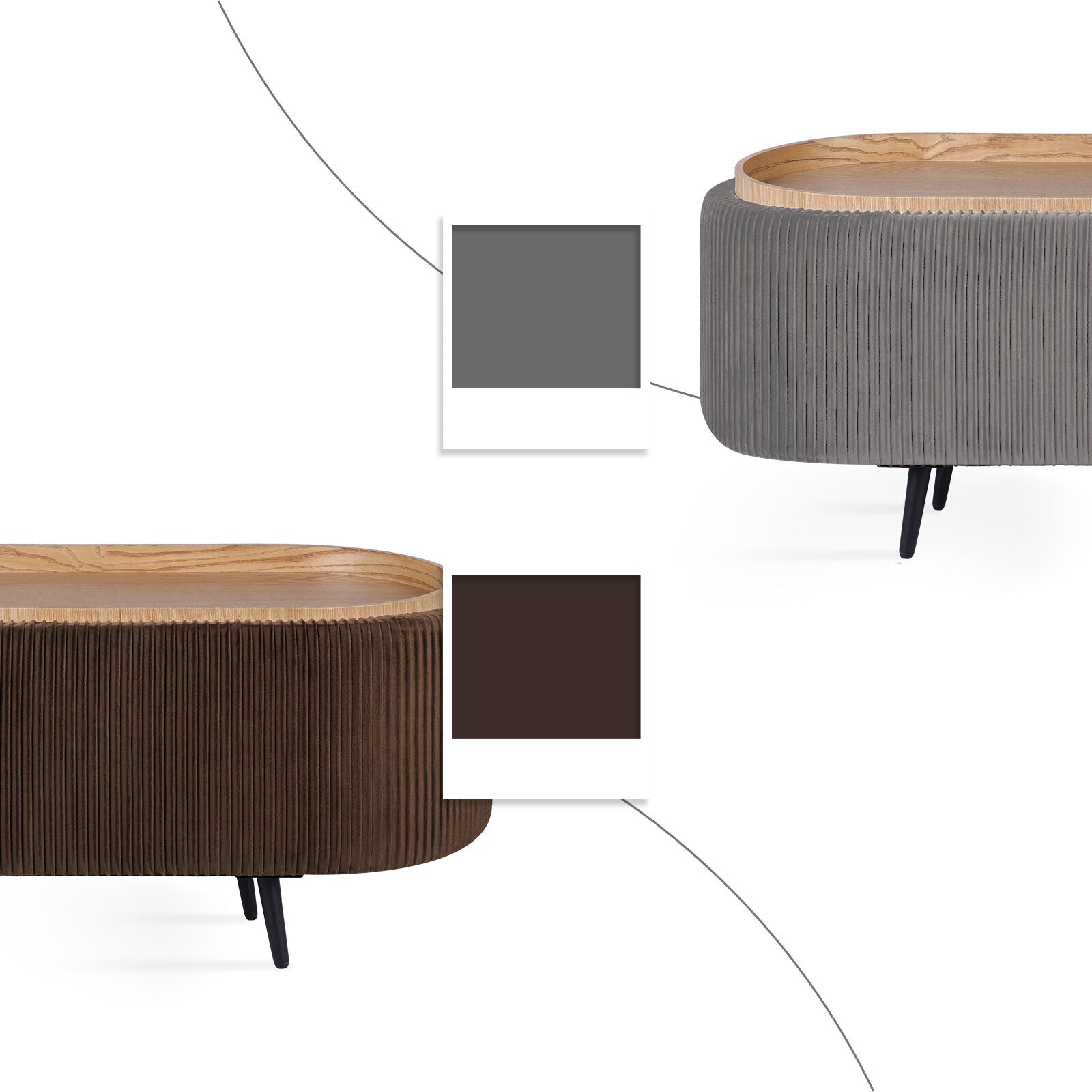 Coffee Table Storage Ottoman - Velvet Padded Blanket Box Bench IRENE BROWN V274-FT-VR-945VAL-BN