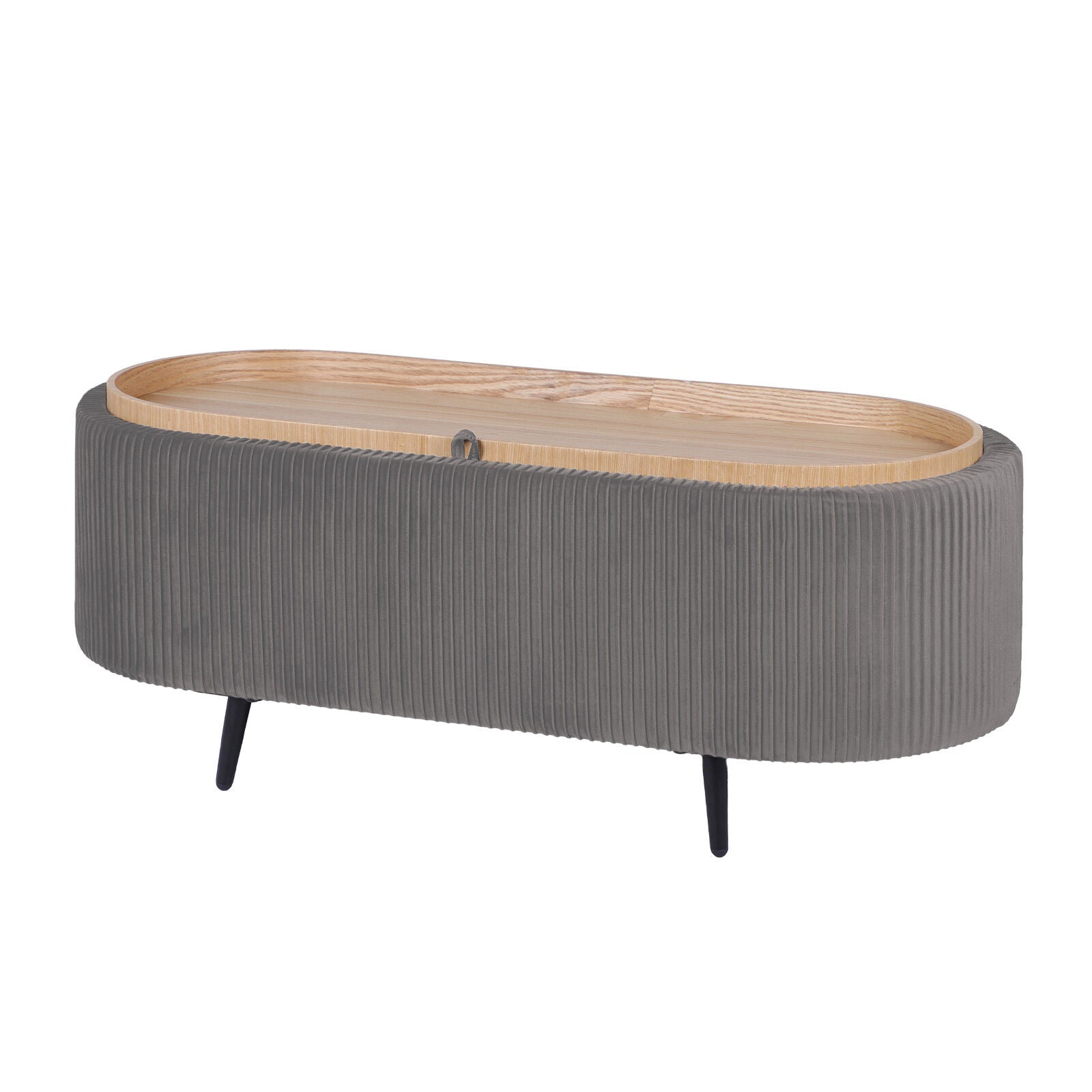 Coffee Table Storage Ottoman - Velvet Padded Blanket Box Bench IRENE GREY V274-FT-VR-945VAL-GY