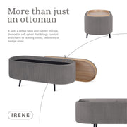 Coffee Table Storage Ottoman - Velvet Padded Blanket Box Bench IRENE GREY V274-FT-VR-945VAL-GY