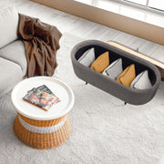 Coffee Table Storage Ottoman - Velvet Padded Blanket Box Bench IRENE GREY V274-FT-VR-945VAL-GY