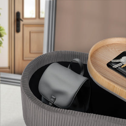 Coffee Table Storage Ottoman - Velvet Padded Blanket Box Bench IRENE GREY V274-FT-VR-945VAL-GY