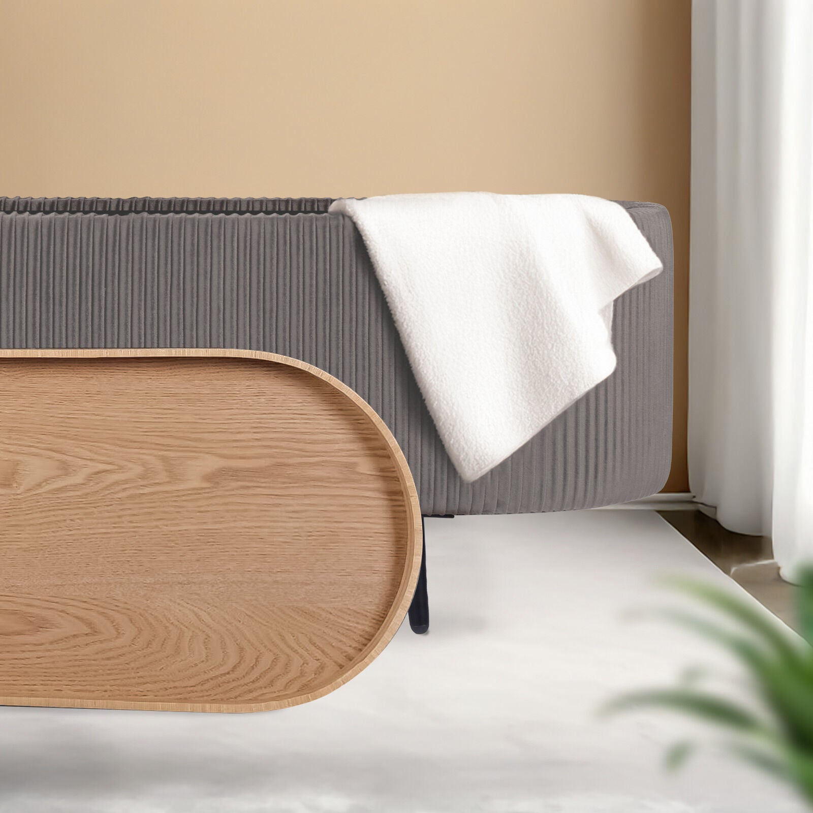 Coffee Table Storage Ottoman - Velvet Padded Blanket Box Bench IRENE GREY V274-FT-VR-945VAL-GY