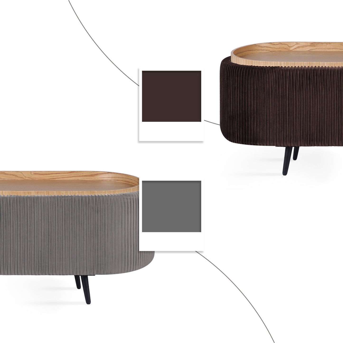 Coffee Table Storage Ottoman - Velvet Padded Blanket Box Bench IRENE GREY V274-FT-VR-945VAL-GY