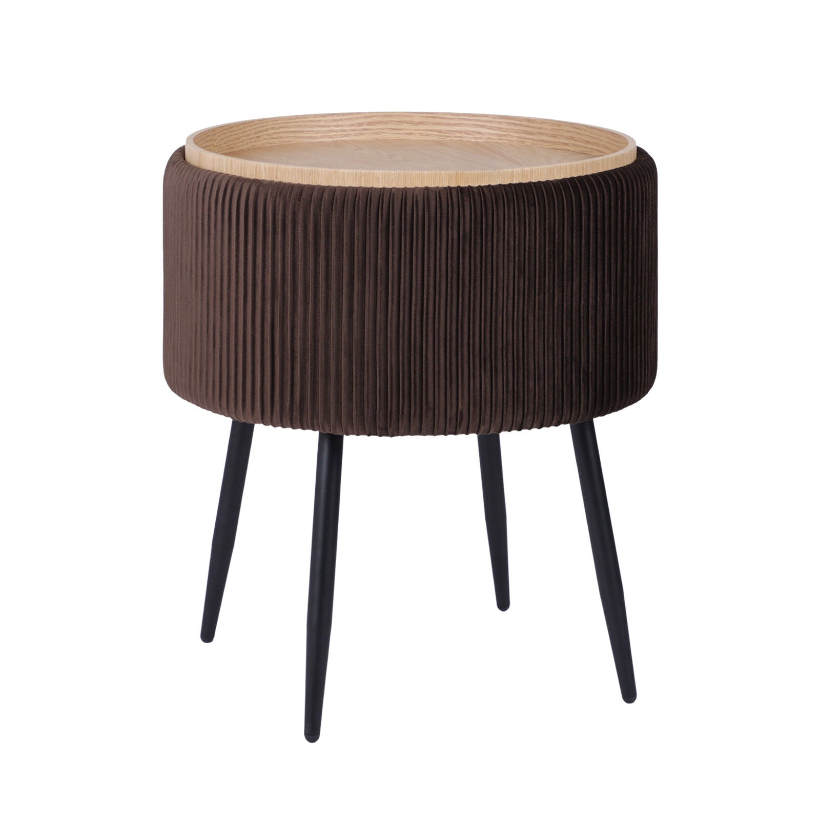 Side Table Storage Ottoman - Velvet Padded Stool Vanity Footstool CLEO BROWN V274-FT-VR-945VAS-BN