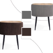 Side Table Storage Ottoman - Velvet Padded Stool Vanity Footstool CLEO BROWN V274-FT-VR-945VAS-BN