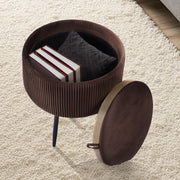 Side Table Storage Ottoman - Velvet Padded Stool Vanity Footstool CLEO BROWN V274-FT-VR-945VAS-BN