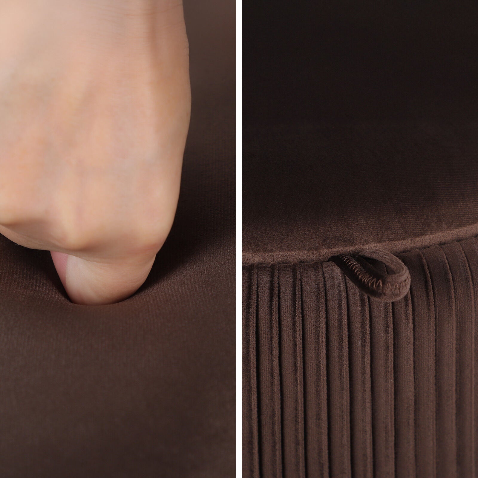 Side Table Storage Ottoman - Velvet Padded Stool Vanity Footstool CLEO BROWN V274-FT-VR-945VAS-BN