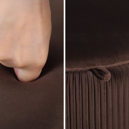 Side Table Storage Ottoman - Velvet Padded Stool Vanity Footstool CLEO BROWN V274-FT-VR-945VAS-BN