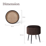 Side Table Storage Ottoman - Velvet Padded Stool Vanity Footstool CLEO BROWN V274-FT-VR-945VAS-BN