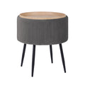Side Table Storage Ottoman - Velvet Padded Stool Vanity Footstool CLEO GREY V274-FT-VR-945VAS-GY