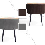 Side Table Storage Ottoman - Velvet Padded Stool Vanity Footstool CLEO GREY V274-FT-VR-945VAS-GY
