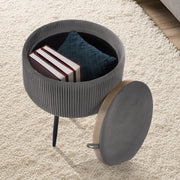 Side Table Storage Ottoman - Velvet Padded Stool Vanity Footstool CLEO GREY V274-FT-VR-945VAS-GY