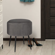 Side Table Storage Ottoman - Velvet Padded Stool Vanity Footstool CLEO GREY V274-FT-VR-945VAS-GY