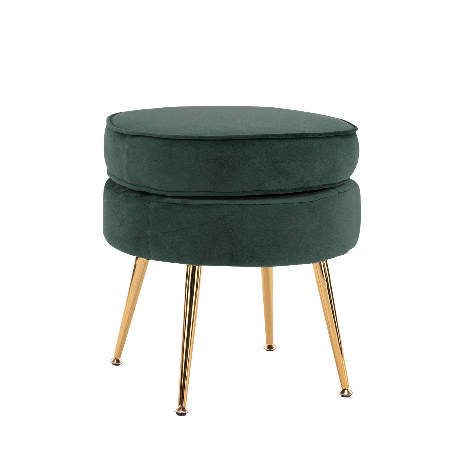 Ottoman Foot Stool Velvet Fabric Metal Leg Round GREEN V274-FT-VST-1596-GN