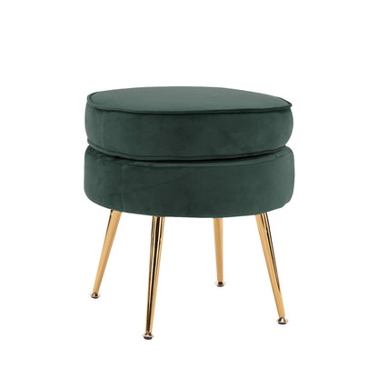 Ottoman Foot Stool Velvet Fabric Metal Leg Round GREEN V274-FT-VST-1596-GN