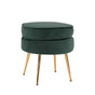 Ottoman Foot Stool Velvet Fabric Metal Leg Round GREEN V274-FT-VST-1596-GN