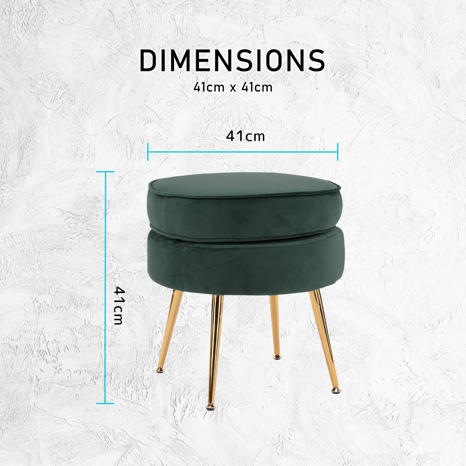 Ottoman Foot Stool Velvet Fabric Metal Leg Round GREEN V274-FT-VST-1596-GN