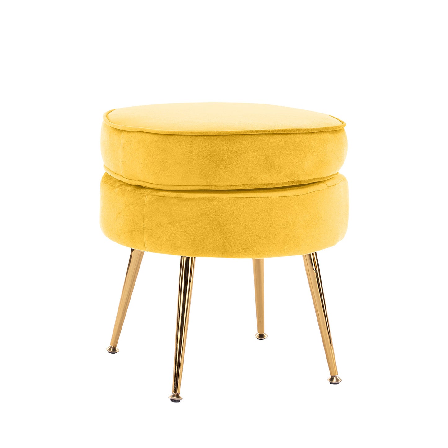 Ottoman Foot Stool Velvet Fabric Metal Leg Round YELLOW V274-FT-VST-1596-YE