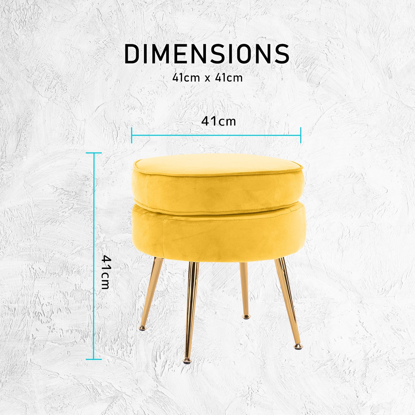 Ottoman Foot Stool Velvet Fabric Metal Leg Round YELLOW V274-FT-VST-1596-YE