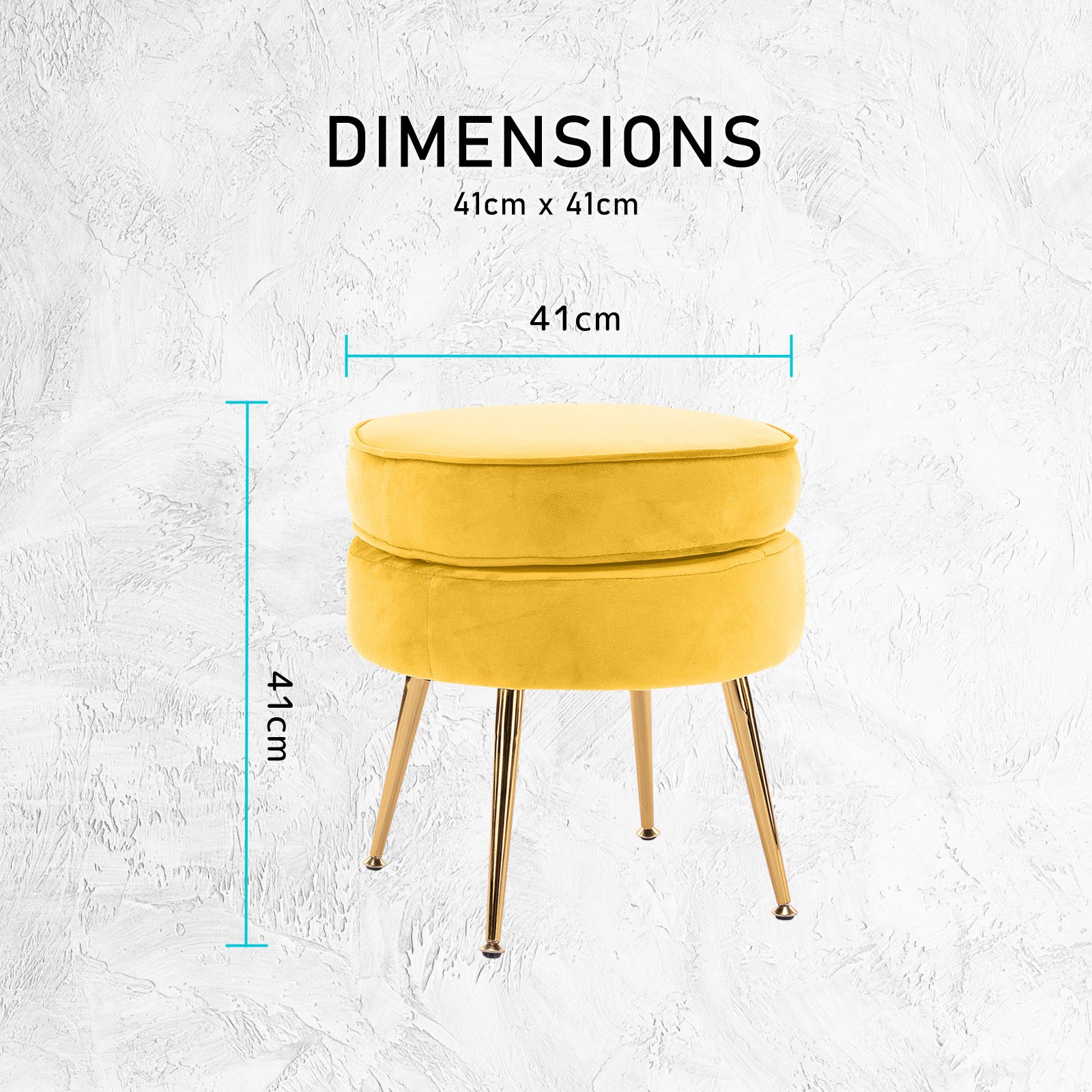 Ottoman Foot Stool Velvet Fabric Metal Leg Round YELLOW V274-FT-VST-1596-YE