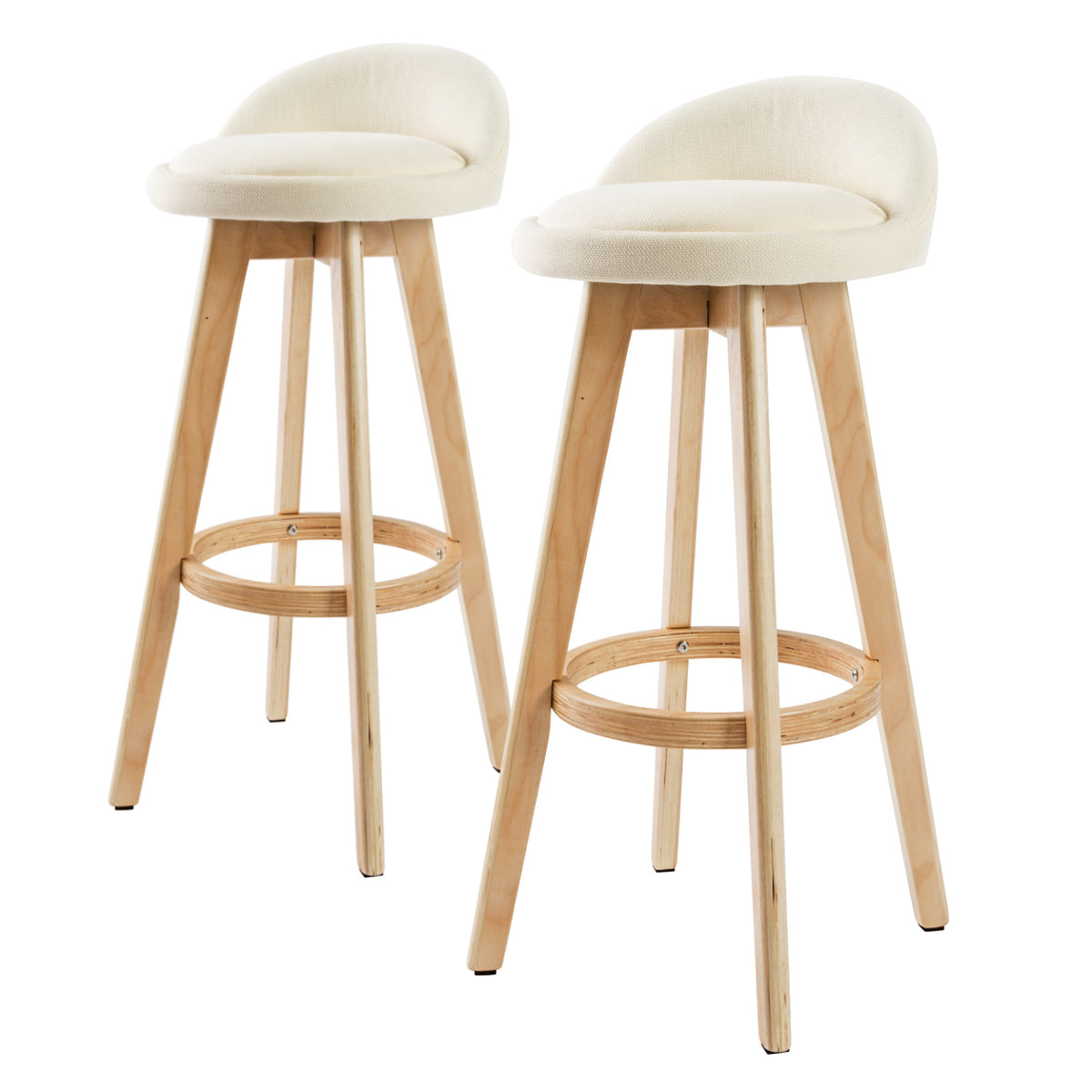 2X Wood Bar Stool Dining Chair Fabric LEILA 72cm BEIGE V274-FT-WBSFAB-82BE2