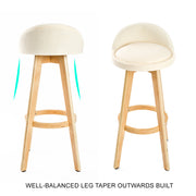 2X Wood Bar Stool Dining Chair Fabric LEILA 72cm BEIGE V274-FT-WBSFAB-82BE2