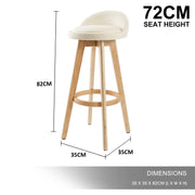 2X Wood Bar Stool Dining Chair Fabric LEILA 72cm BEIGE V274-FT-WBSFAB-82BE2