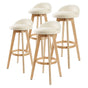 4X Wooden Bar Stool Dining Chair Fabric LEILA 72cm BEIGE V274-FT-WBSFAB-82BE4