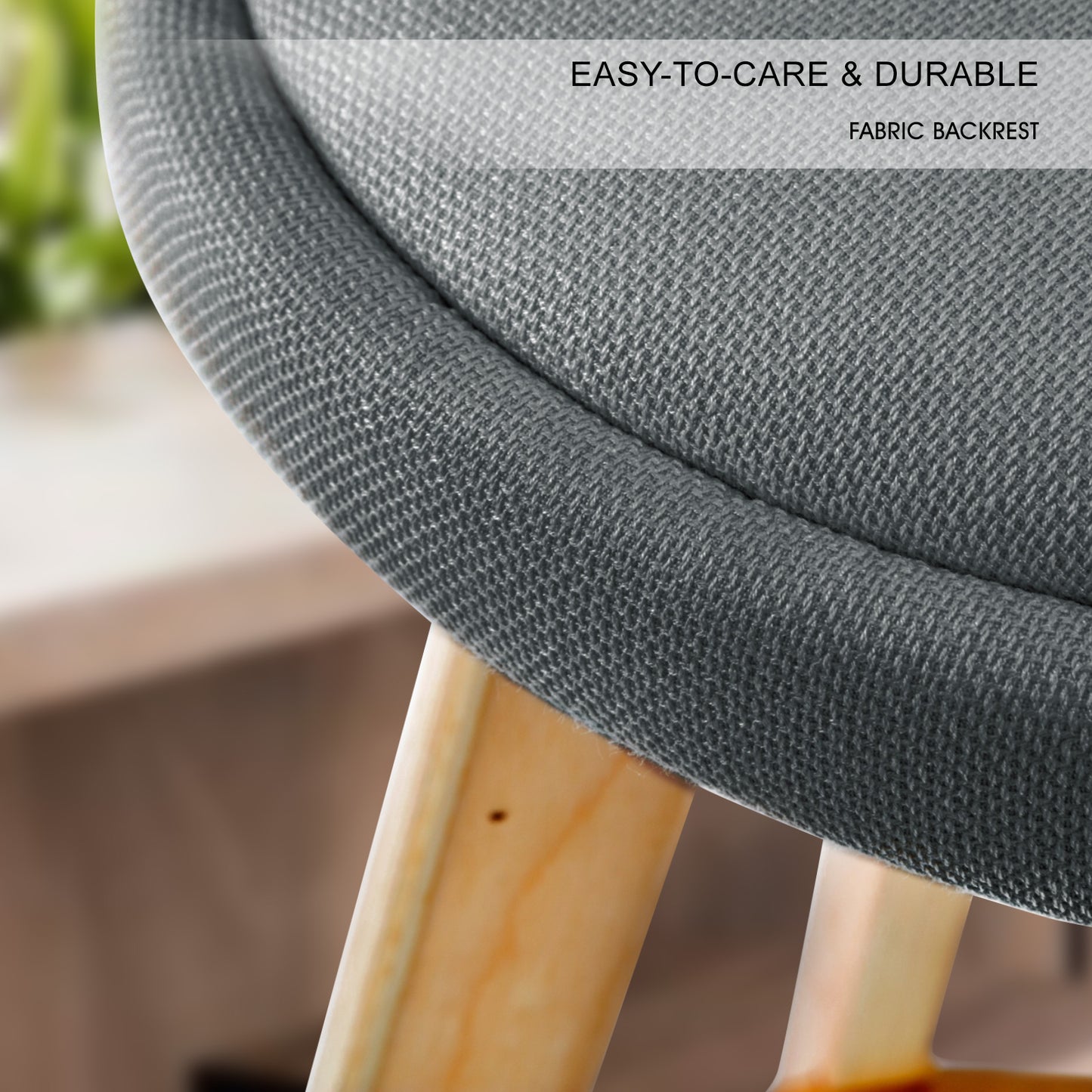 2X Wooden Bar Stool Dining Chair Fabric LEILA 72cm GREY V274-FT-WBSFAB-82GY2