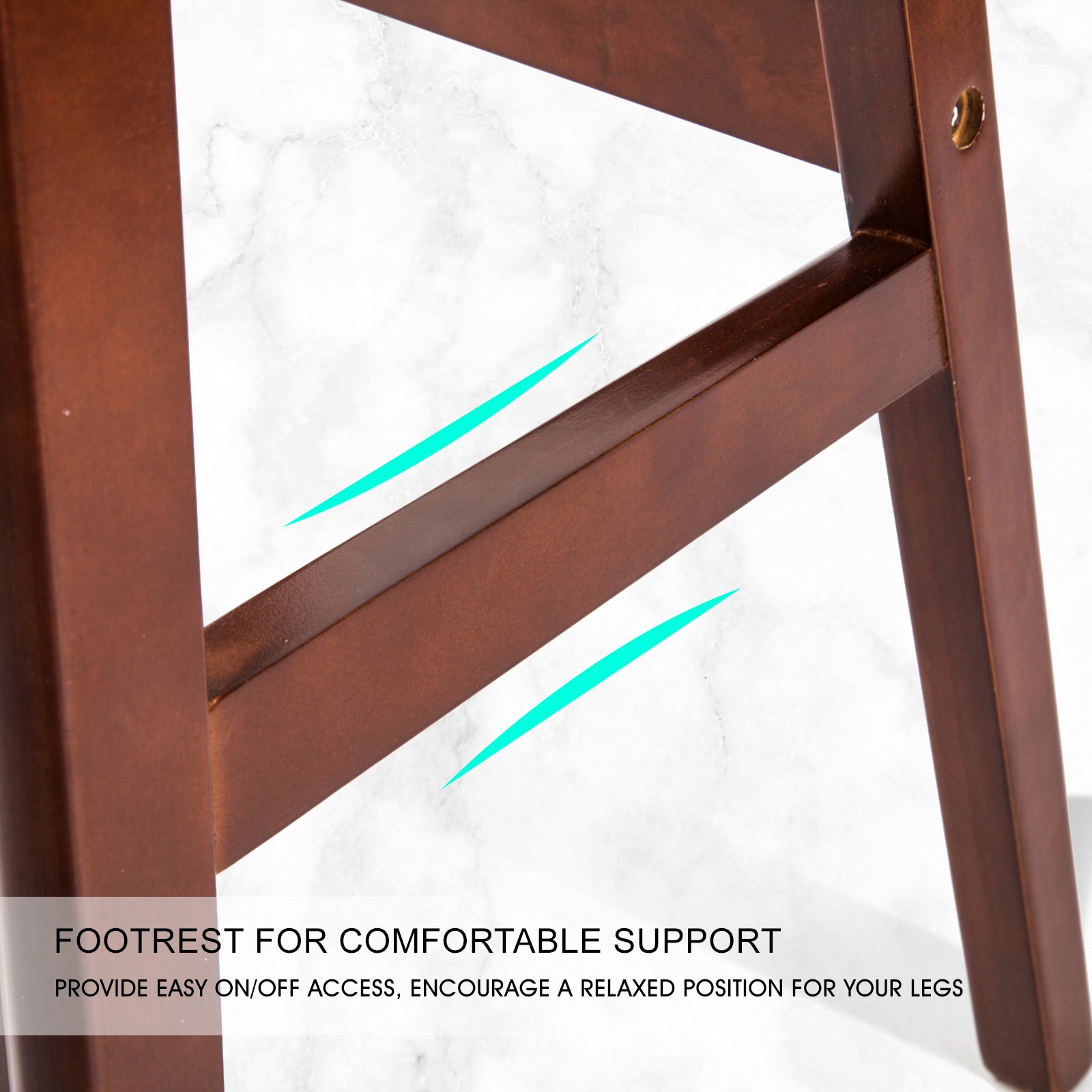 2X Wooden Bar Stool Dining Chair Leather SOPHIA 65cm WHITE BROWN V274-FT-WBSPU-75WH2-BNP