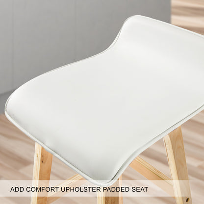 2X Wooden Bar Stool Dining Chair Leather SOPHIA 65cm WHITE V274-FT-WBSPU-75WH2