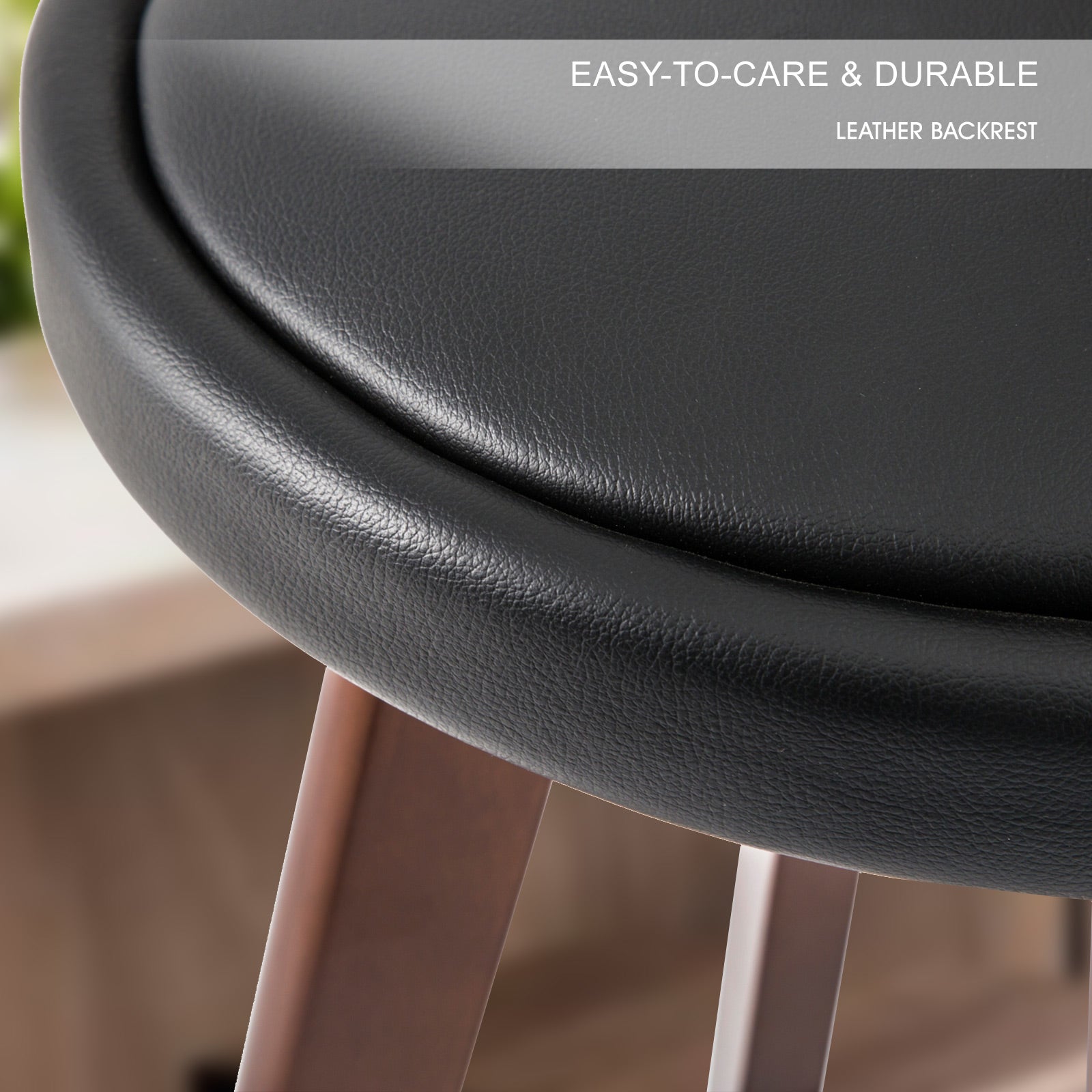 2X Wooden Bar Stool Dining Chair Leather LEILA 72cm BLACK BROWN V274-FT-WBSPVC-82BK2-BNP