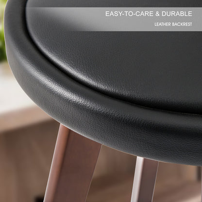 2X Wooden Bar Stool Dining Chair Leather LEILA 72cm BLACK BROWN V274-FT-WBSPVC-82BK2-BNP