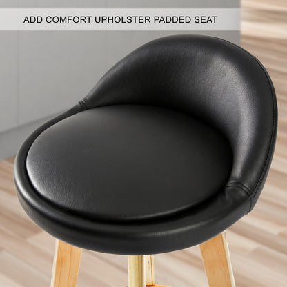 2X Wooden Bar Stool Dining Chair Leather LEILA 72cm BLACK V274-FT-WBSPVC-82BK2