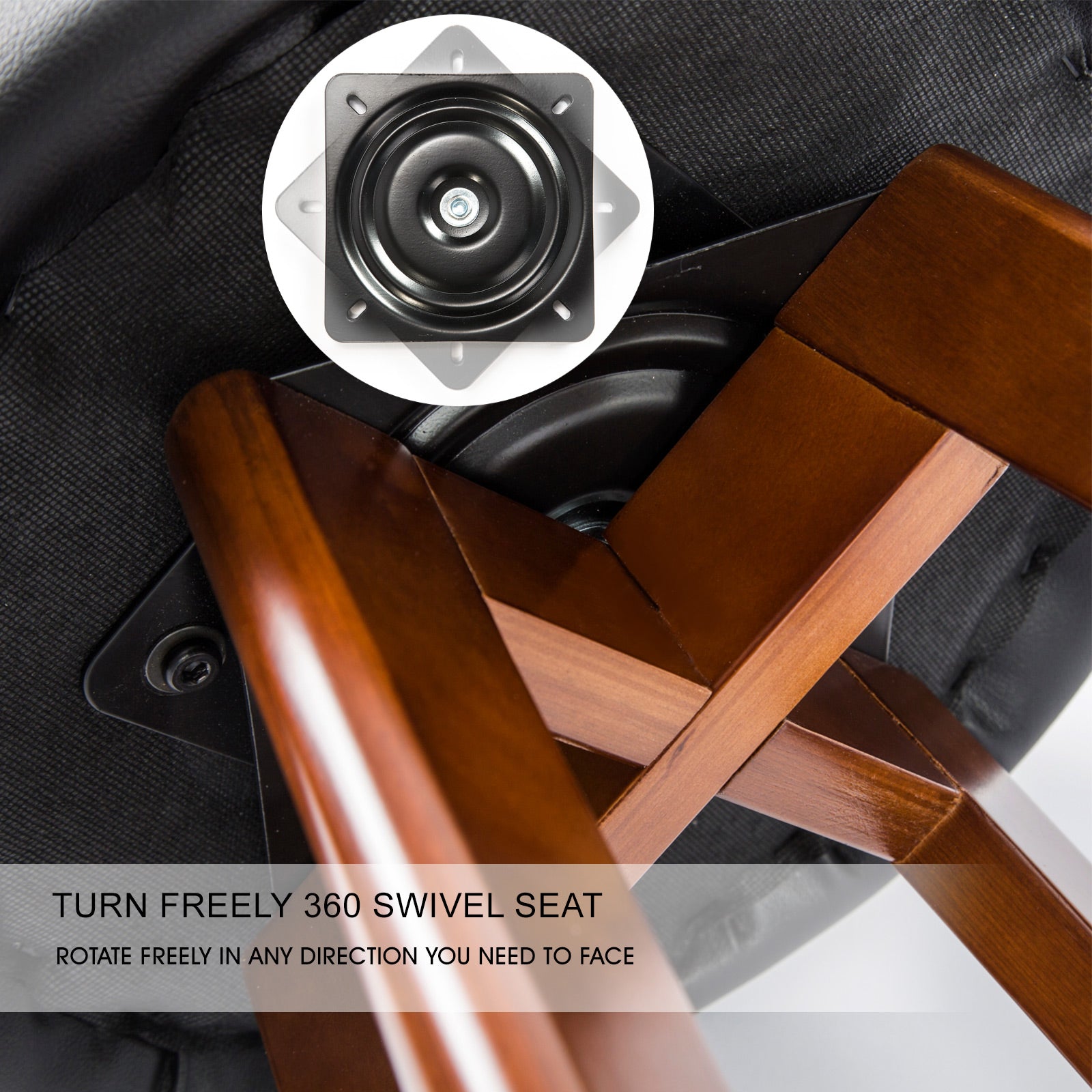 4X Wooden Bar Stool Dining Chair Leather LEILA 72cm BLACK BROWN V274-FT-WBSPVC-82BK4-BNP