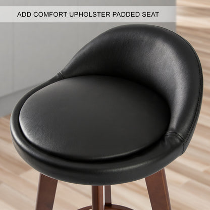 4X Wooden Bar Stool Dining Chair Leather LEILA 72cm BLACK BROWN V274-FT-WBSPVC-82BK4-BNP